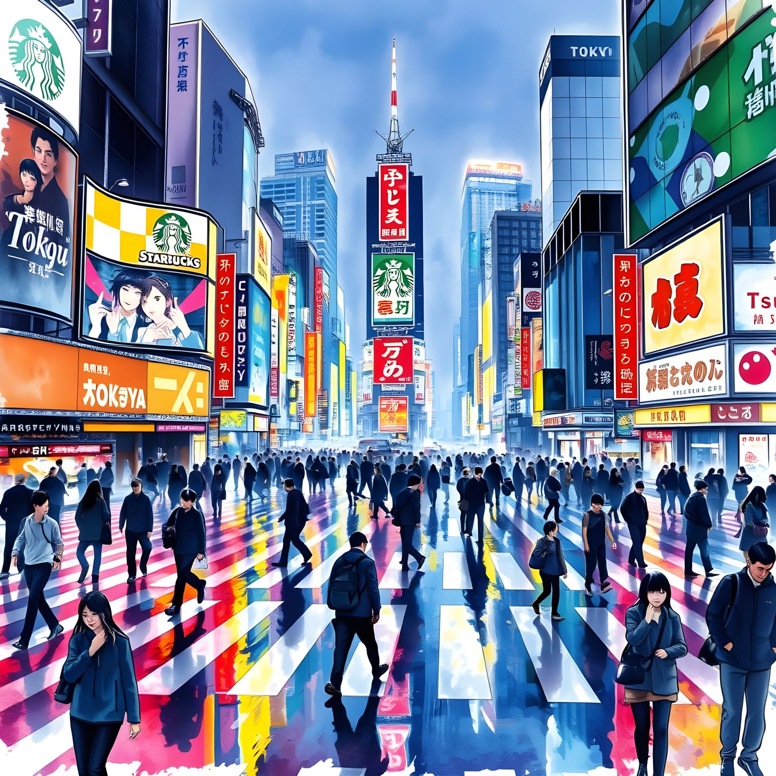 Neon Dreams of Tokyo's Bustling Shibuya Crossing