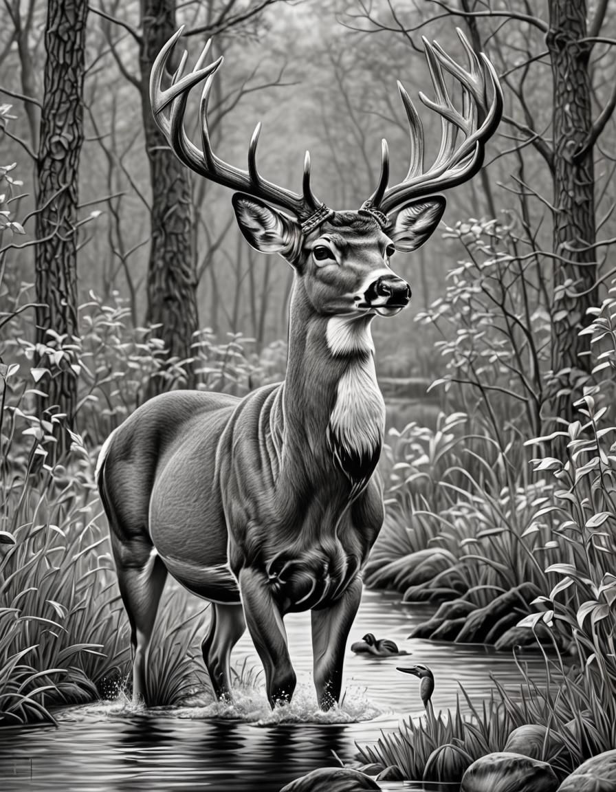 Buck and Duck Line Art Coloring Page