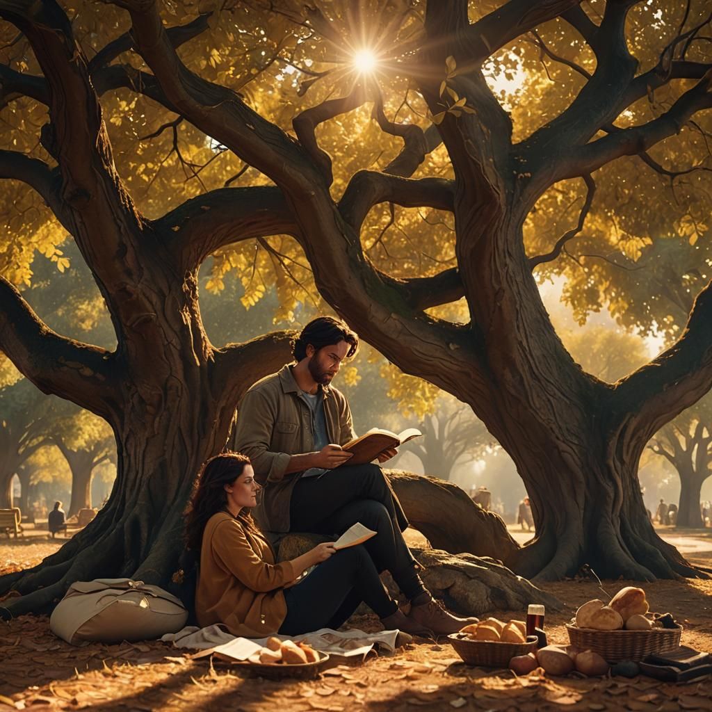 Cinematic Forest Encounter in Warm Golden Light