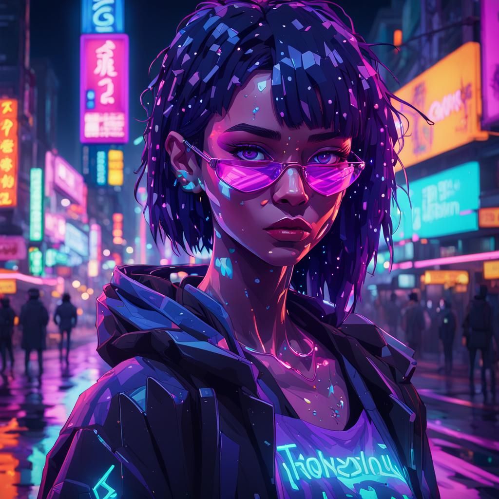 Cyberpunk Portrait in Neon Tokyo Streets
