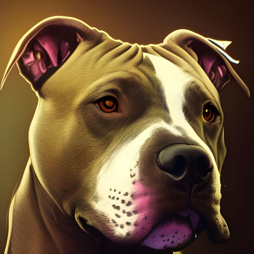 Detailed Portrait of an American Pit Bull Terrier