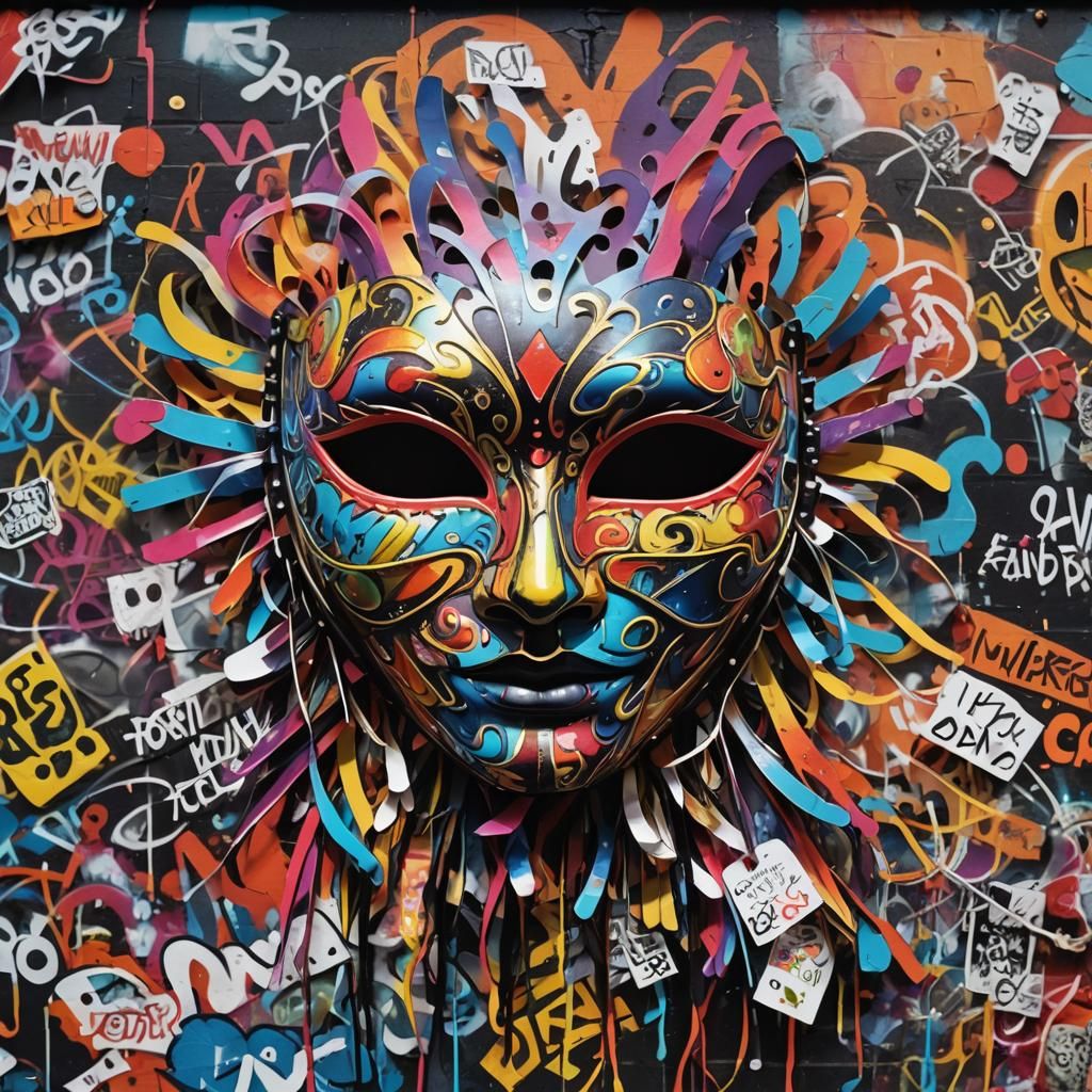 Graffiti Mask in Urban Street Art Style