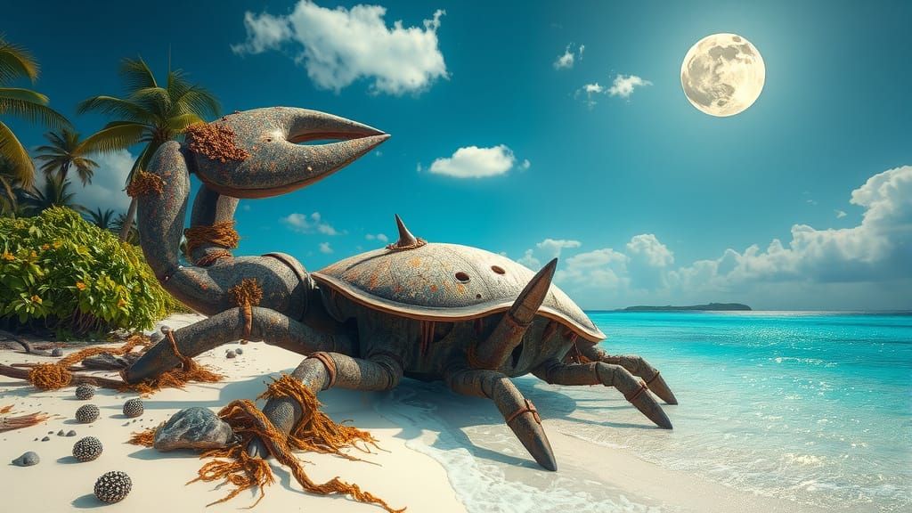 Cancer Zodiac Sign on Tropical Beach at Night