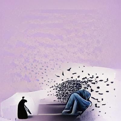 Figure Submerged in Shadow: A Surreal Depression Study