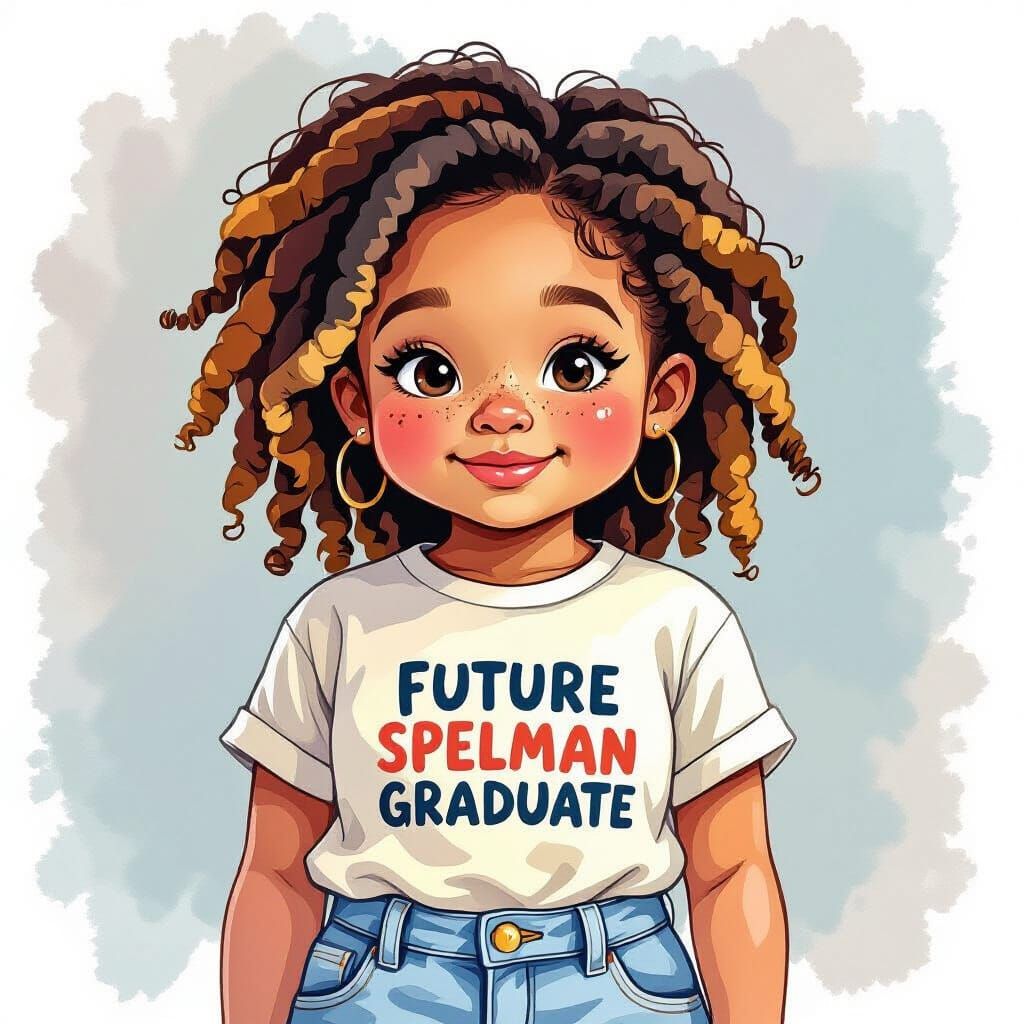 Girl in College Shirt, Watercolor Painting