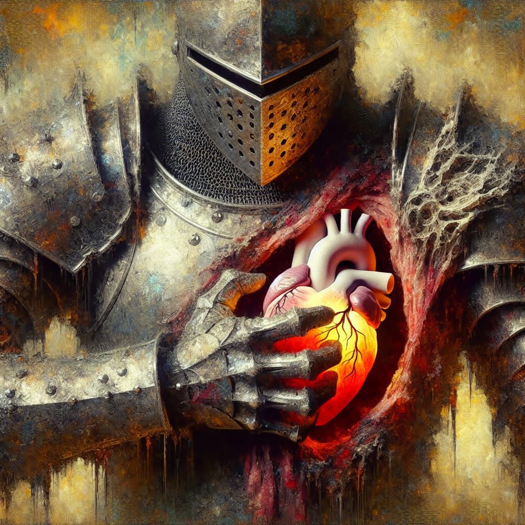 Medieval Knight's Heart of Himalayan Salt in Dark Fantasy Ar...