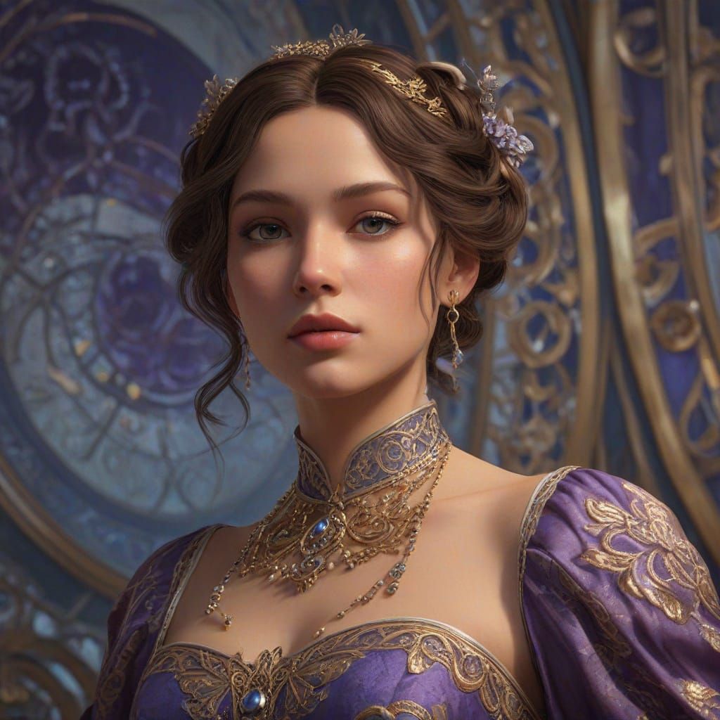 19th Century Noblewoman in Art Nouveau Style