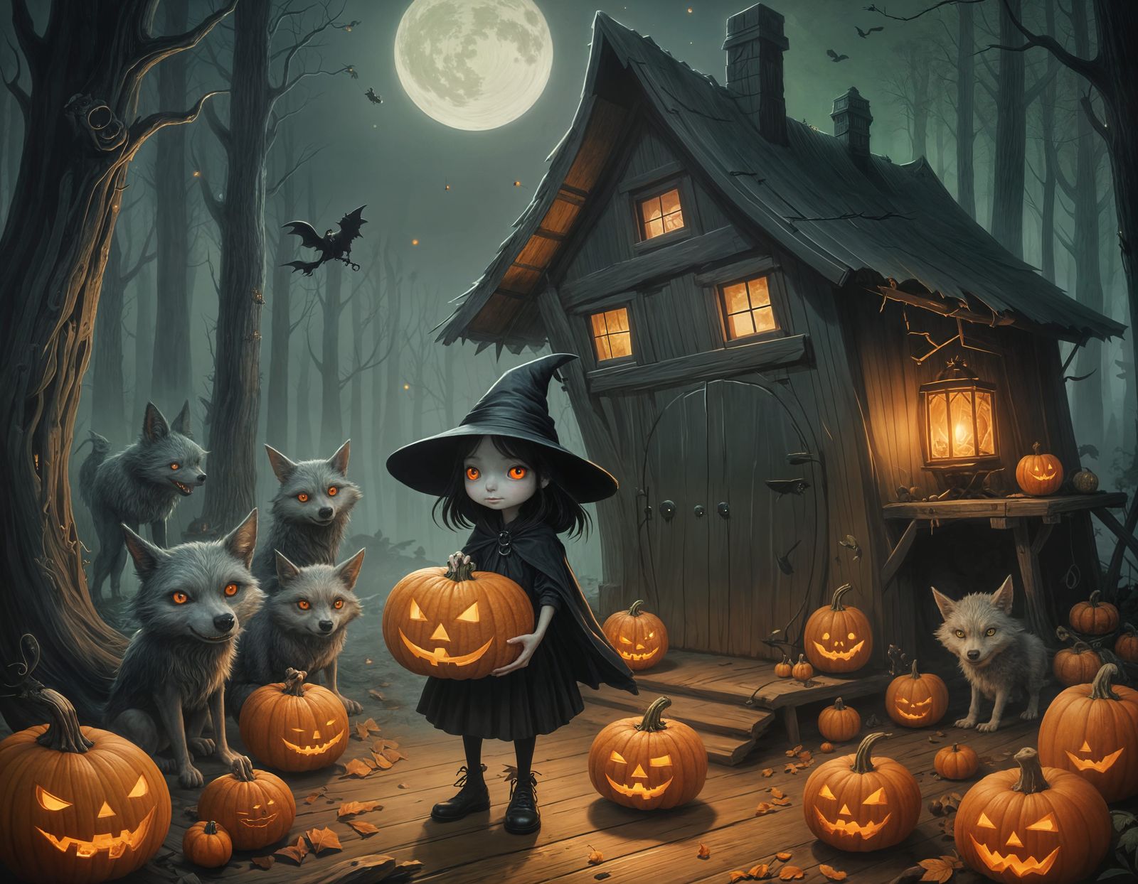 Little Witch and Werewolves in Forest Camp