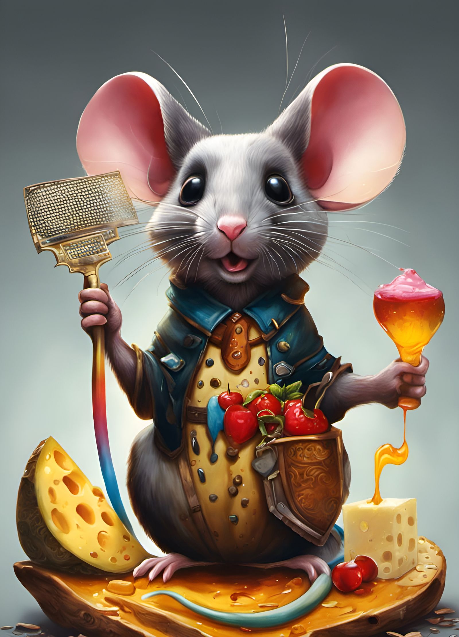 A mouse transformed into gruyere
