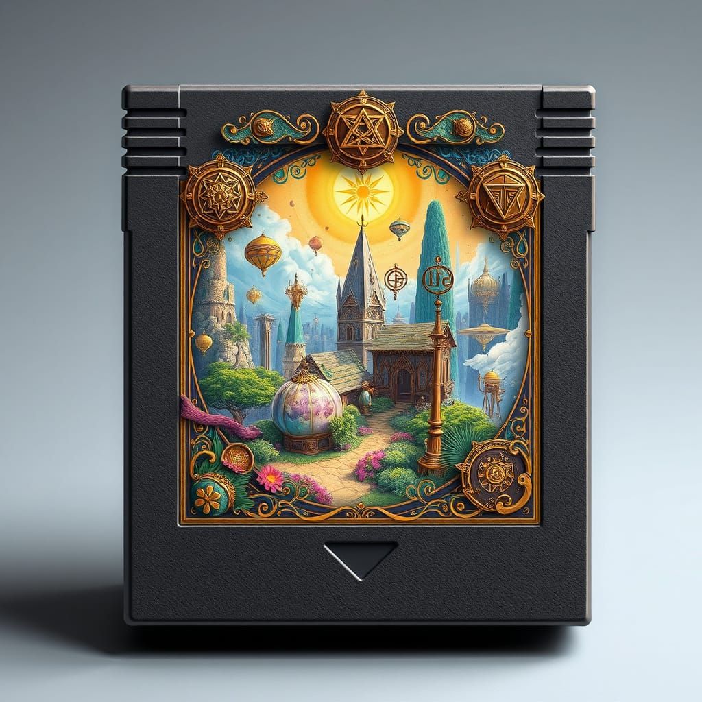 Fantasy Video Game Cartridge in 16-bit Style