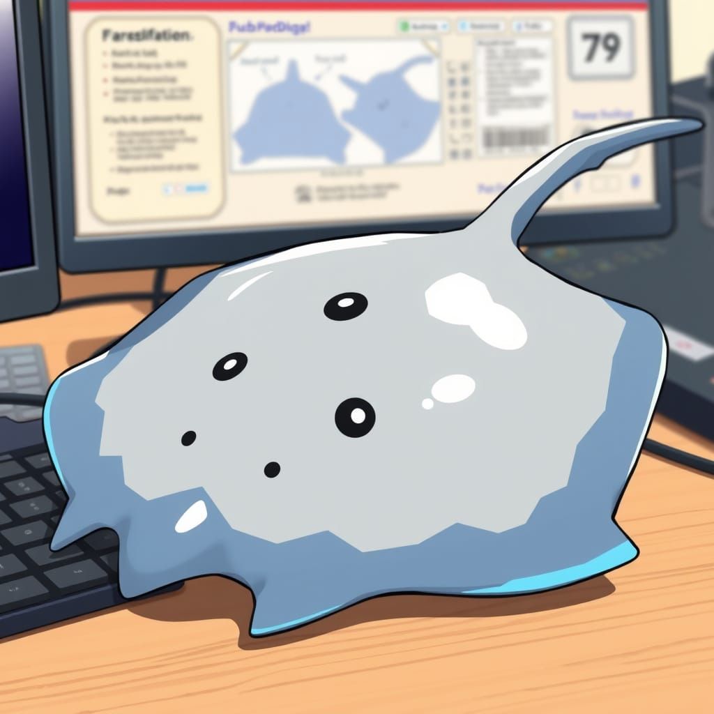 Semi-Realistic Pokémon Ray Design Rests on Desk