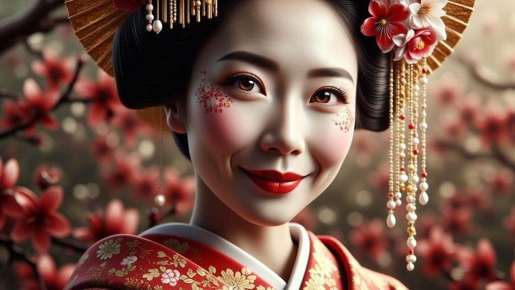 Beautiful Geisha in Kimono: Fine Art Photography