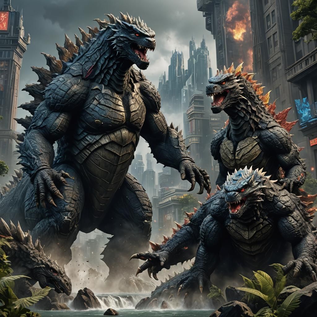 Godzilla and King Ghidorah Fusion Concept Art