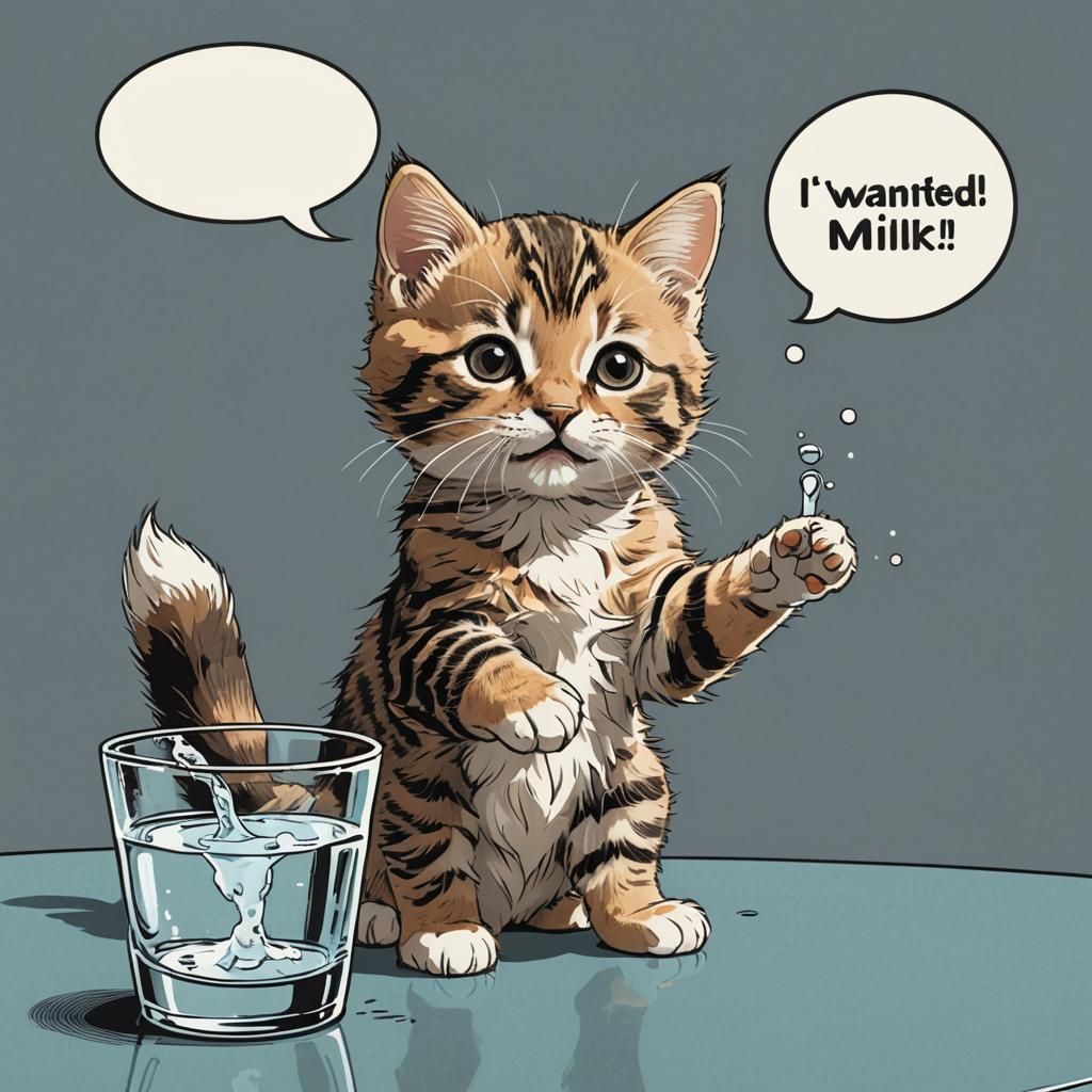 Cute Kitten Mischief in Comic Style Illustration