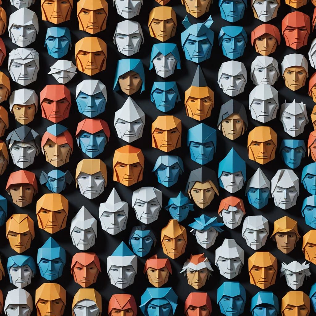 Origami Papercraft Portraits in Cinematic Soft Focus