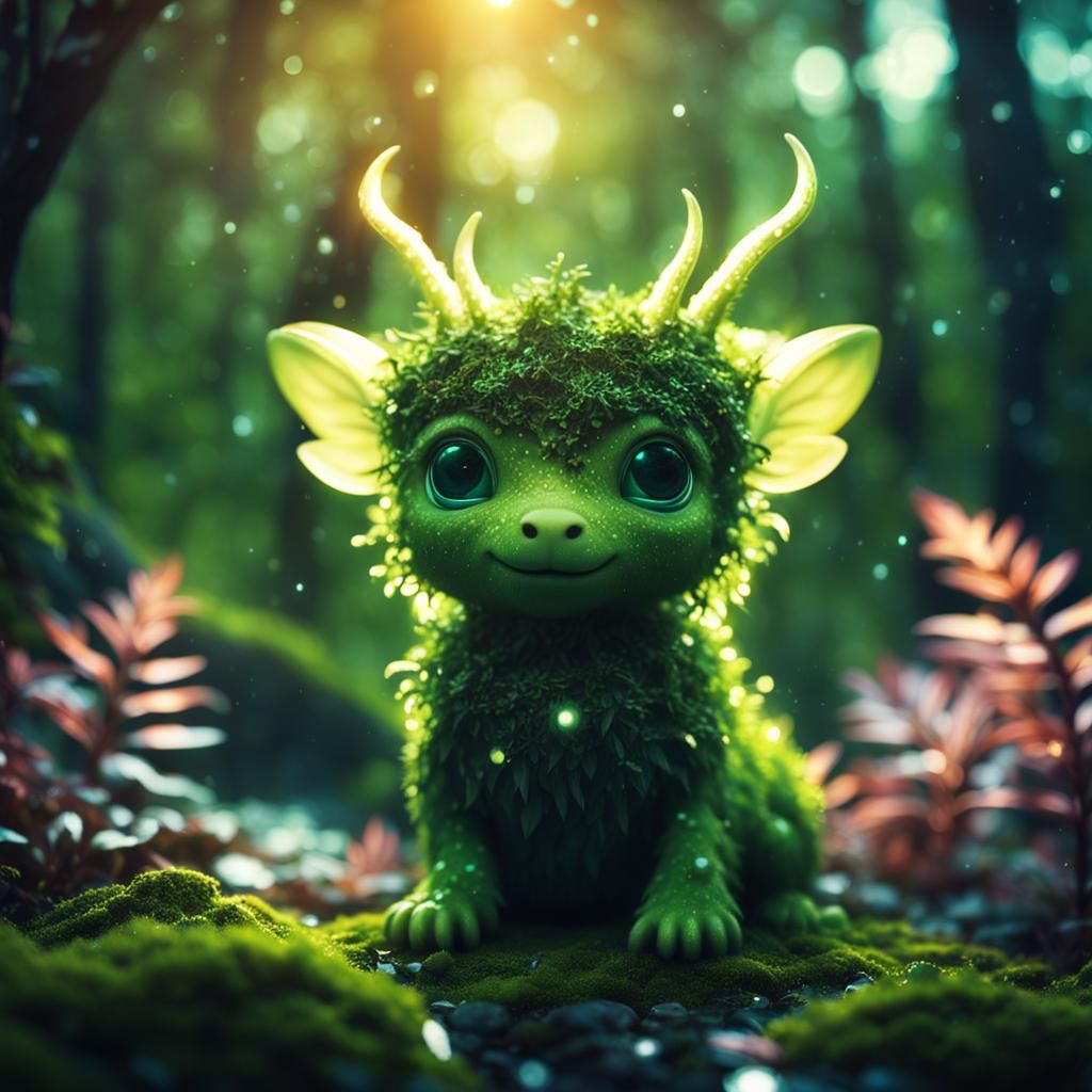 Luminous Forest Creature in Double Exposure