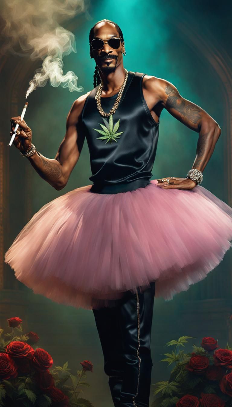 Snoop Dogg in a Gothic ballerina outfit doing his stuff