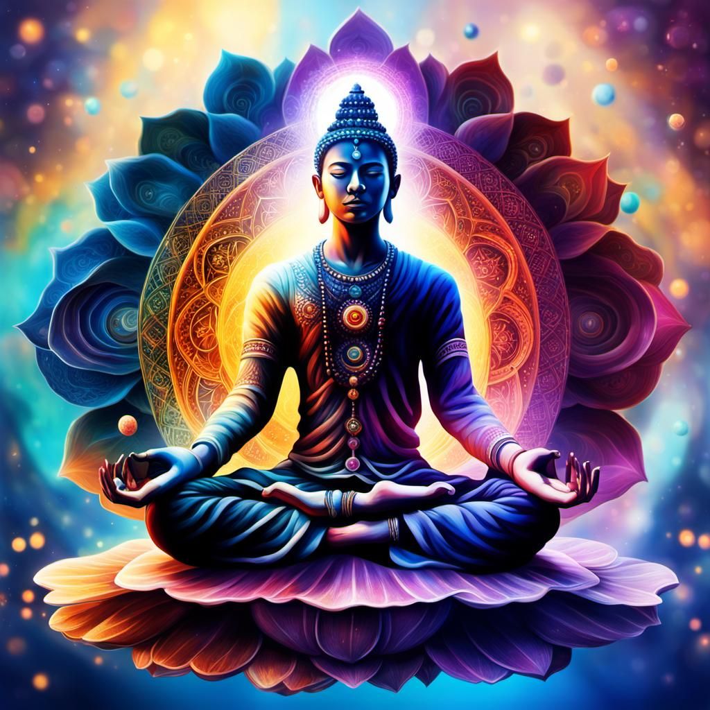 Meditative Figure in Lotus Position: Hyperrealistic Concept ...