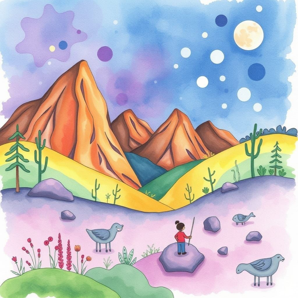 Kidcore Liminal Space in Watercolor Style