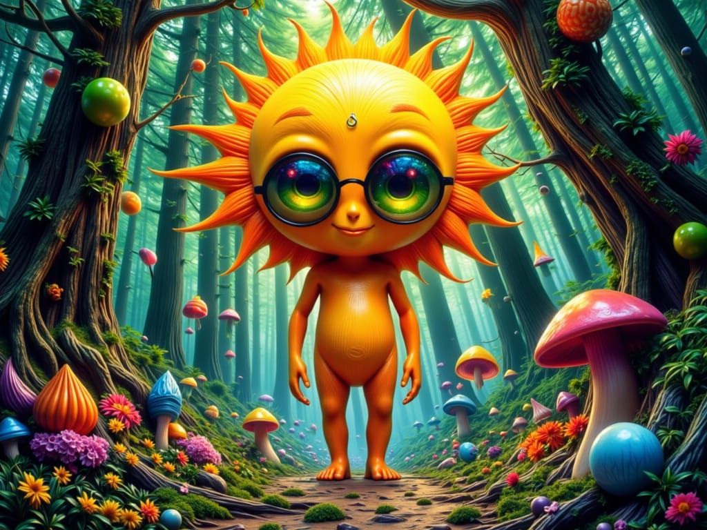 <lora:Rapture:1.0> A vibrant, stylized depiction of a sun-li...