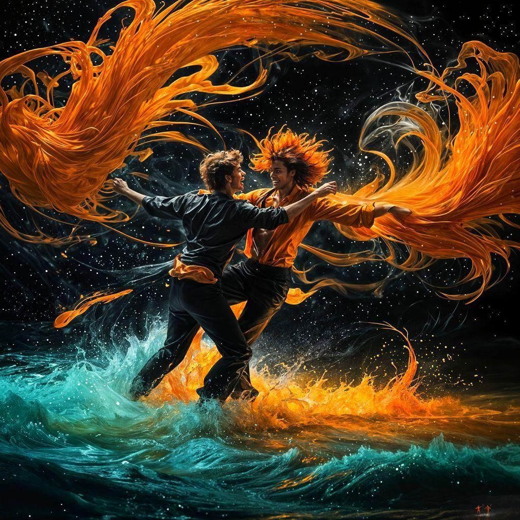 Vibrant Expressionist Celebration of Close Male Friends