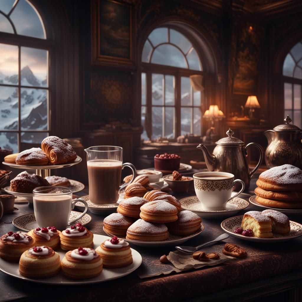 Fresh Pastries and Hot Chocolate: Digital Matte Painting