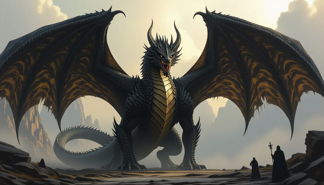 Balerion the Black Dread: Colossal Dragon in Dark Fantasy St...