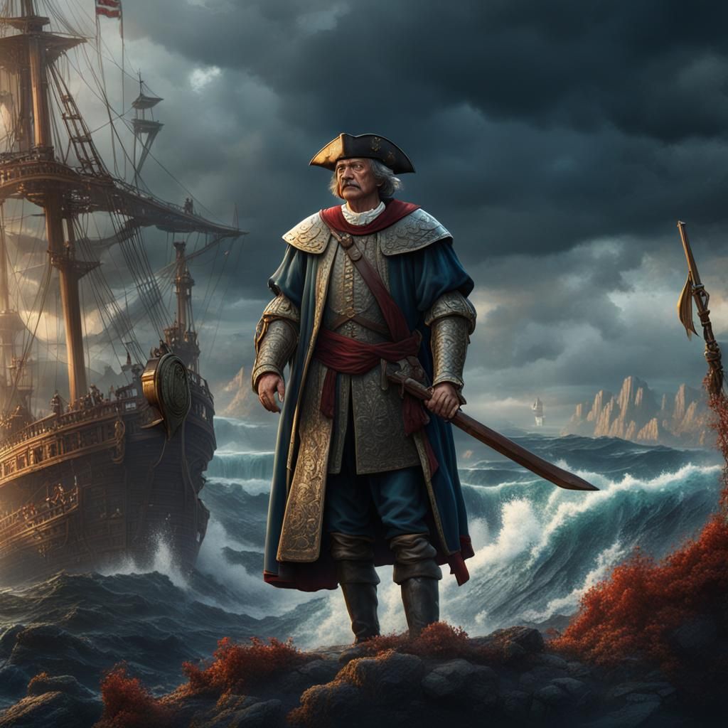 Christopher Columbus Crying: Detailed Matte Painting