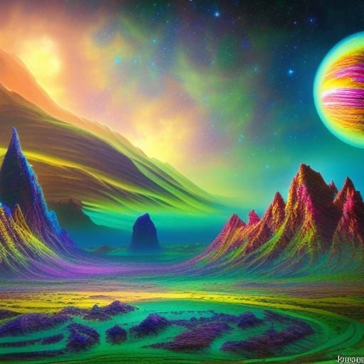 Psychedelic Alien Planet Fantasy Landscape