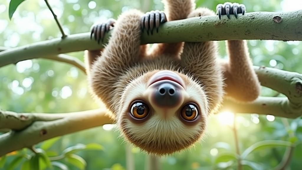 Cute Baby Sloth Smiling: Pixar Style Animation