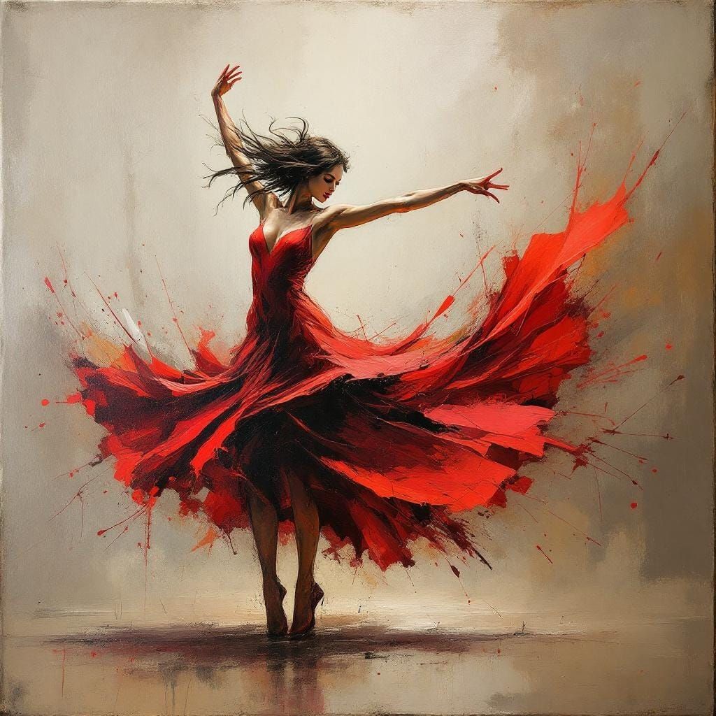 Dynamic Dancing Figure in Abstract Expressionist Style