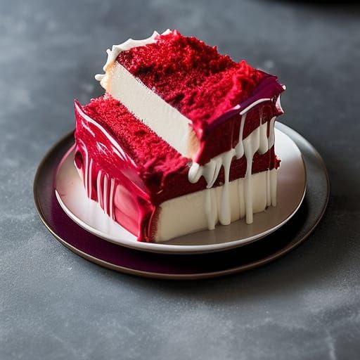 Hyperrealistic Red Cake with Neon Frosting