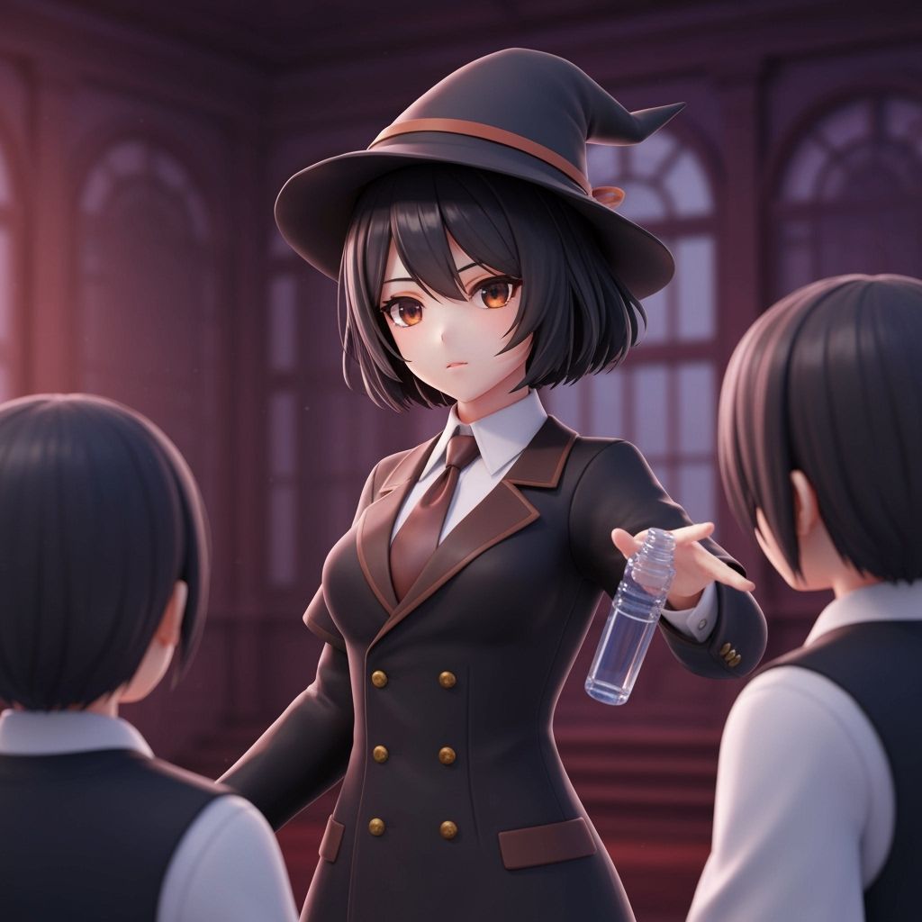 Anime Witch Teacher Leading Magic School Class