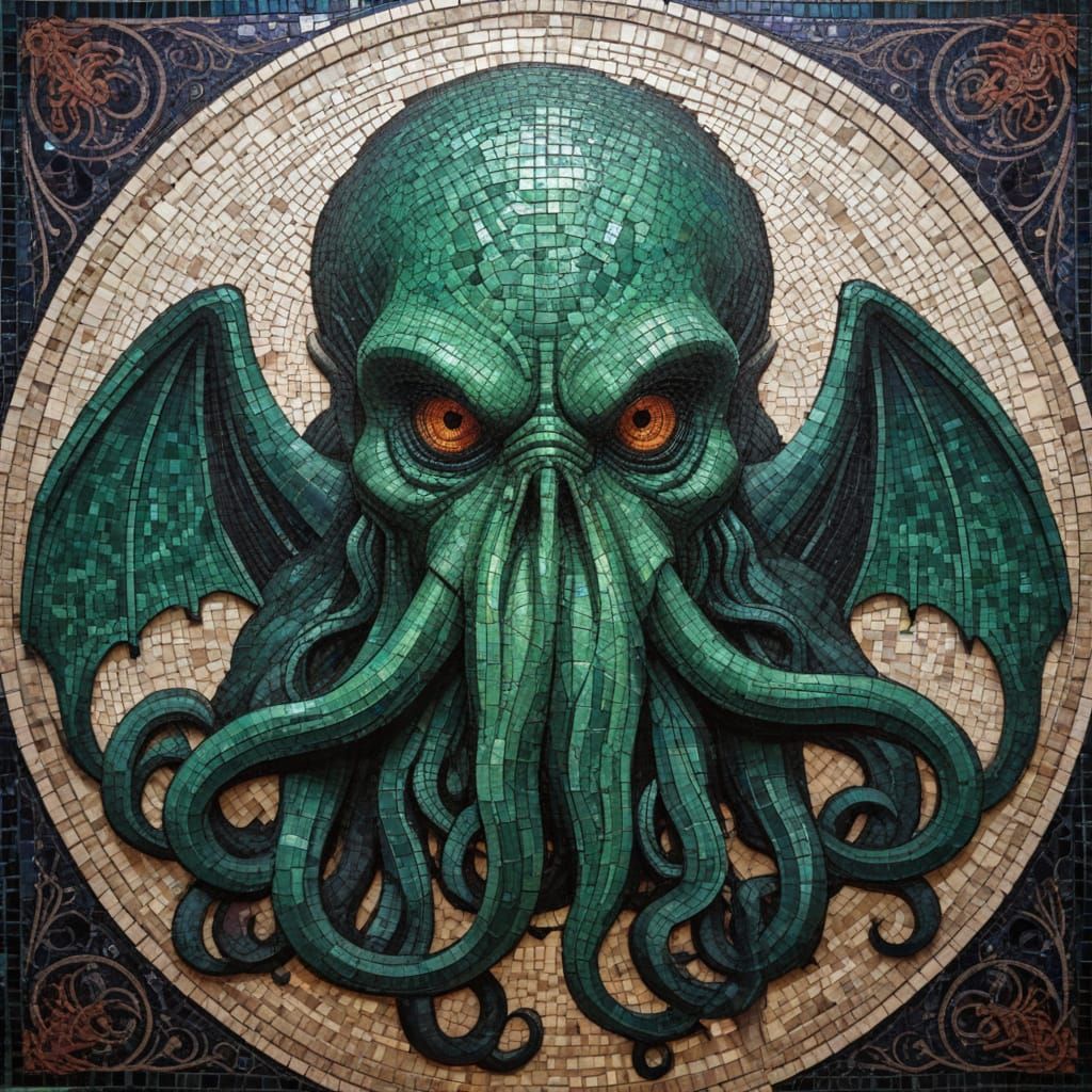 Surreal Mosaic Portrait of Cthulhu
