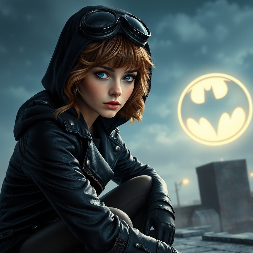 Ethereal Gotham Goddess in Cyberpunk Style