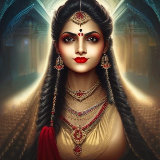 Beautiful Indian Girl Portrait in 19th Century Style