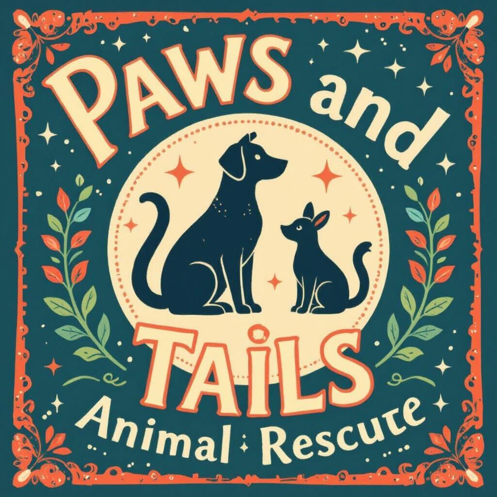 Animal Rescue Logo in Beatrix Potter Style