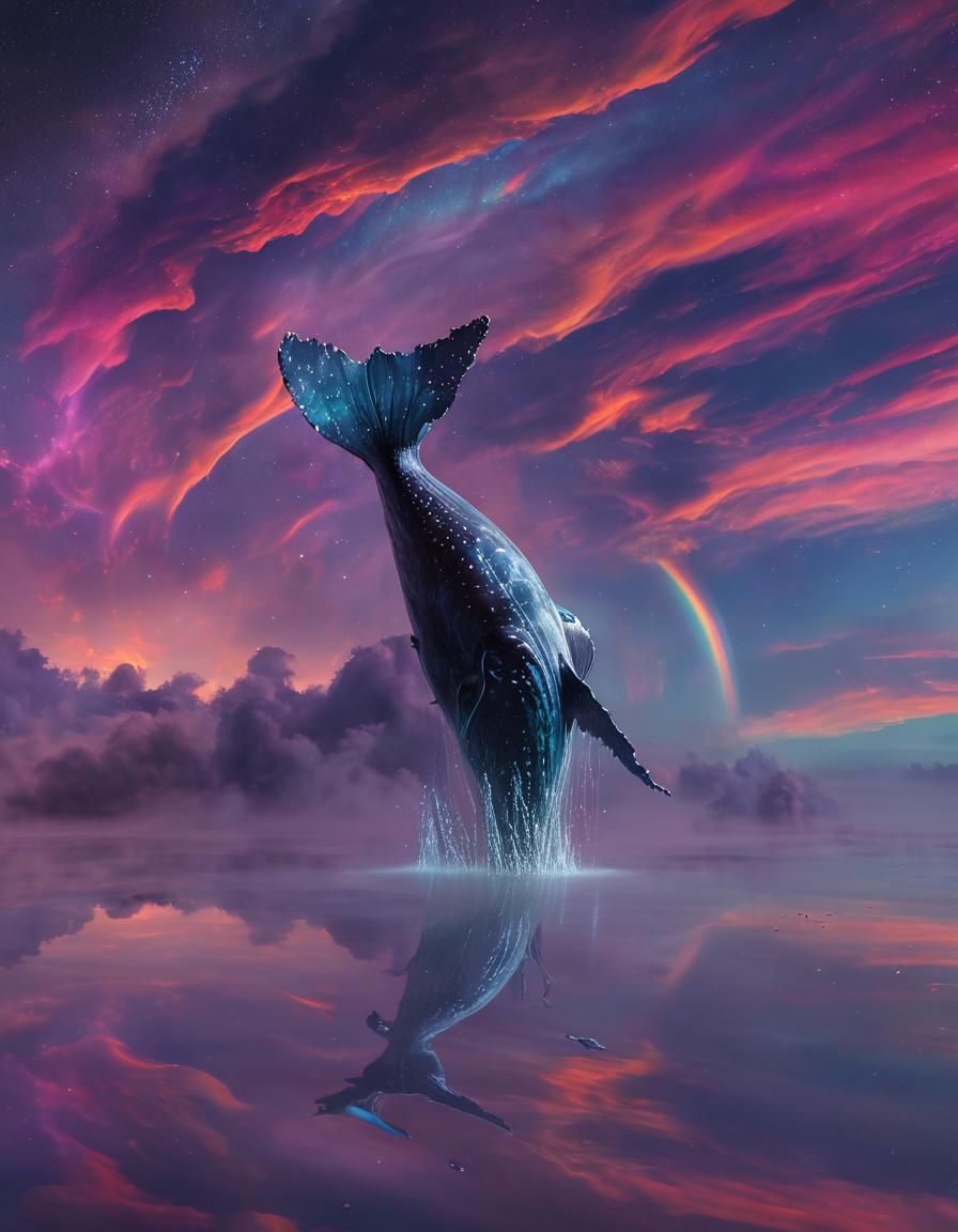 Colorful Non-Newtonian Fluid Lake Depicts Space Whale