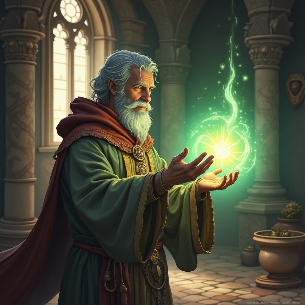 Kind Cleric Casting Healing Spell in Chapel