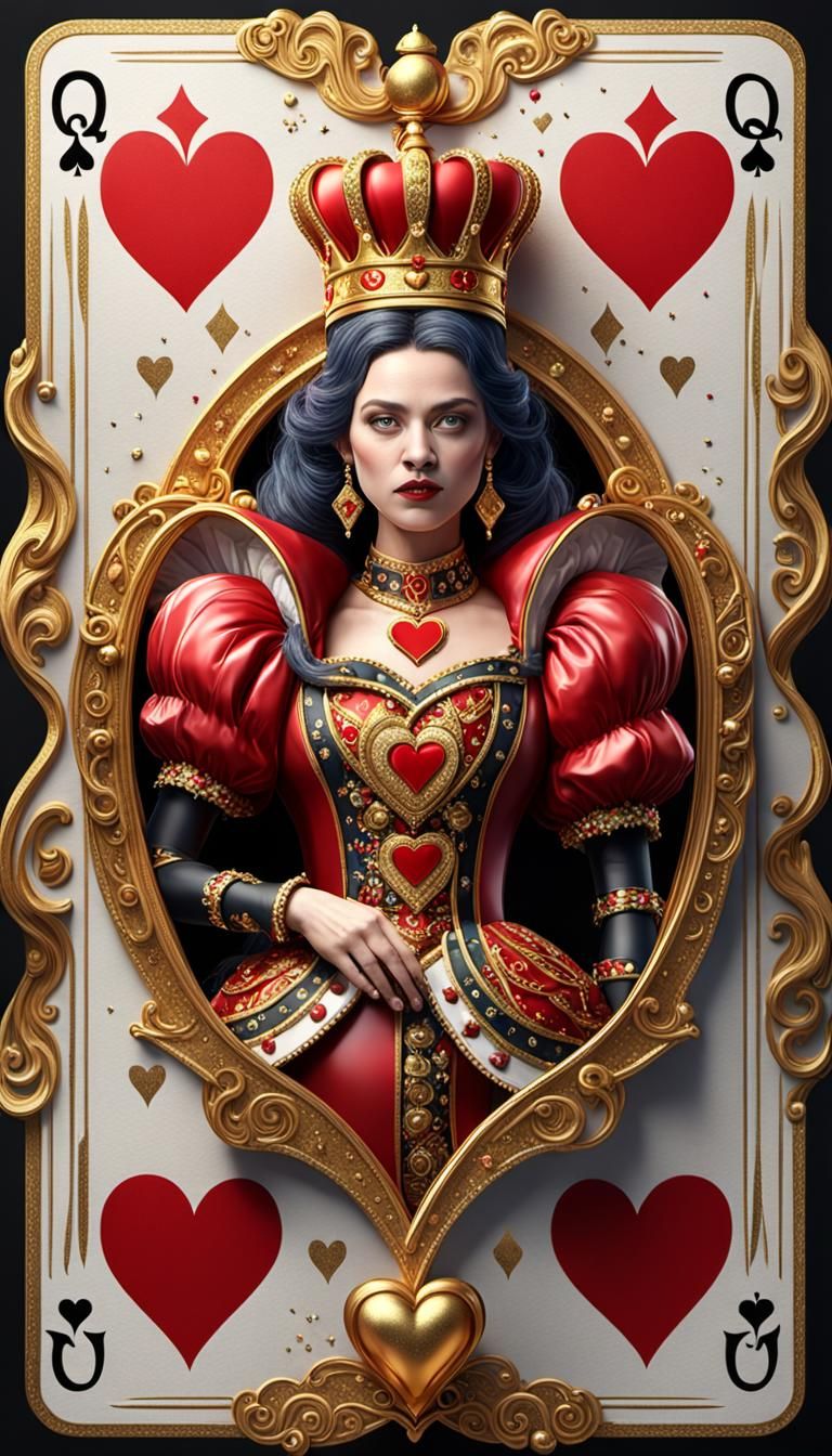 Queen of Hearts 3D Card with Glitter