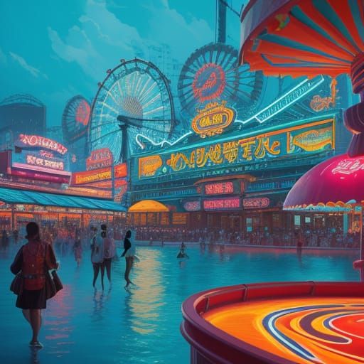 Vibrant Hong Kong Ocean Park Concept Art