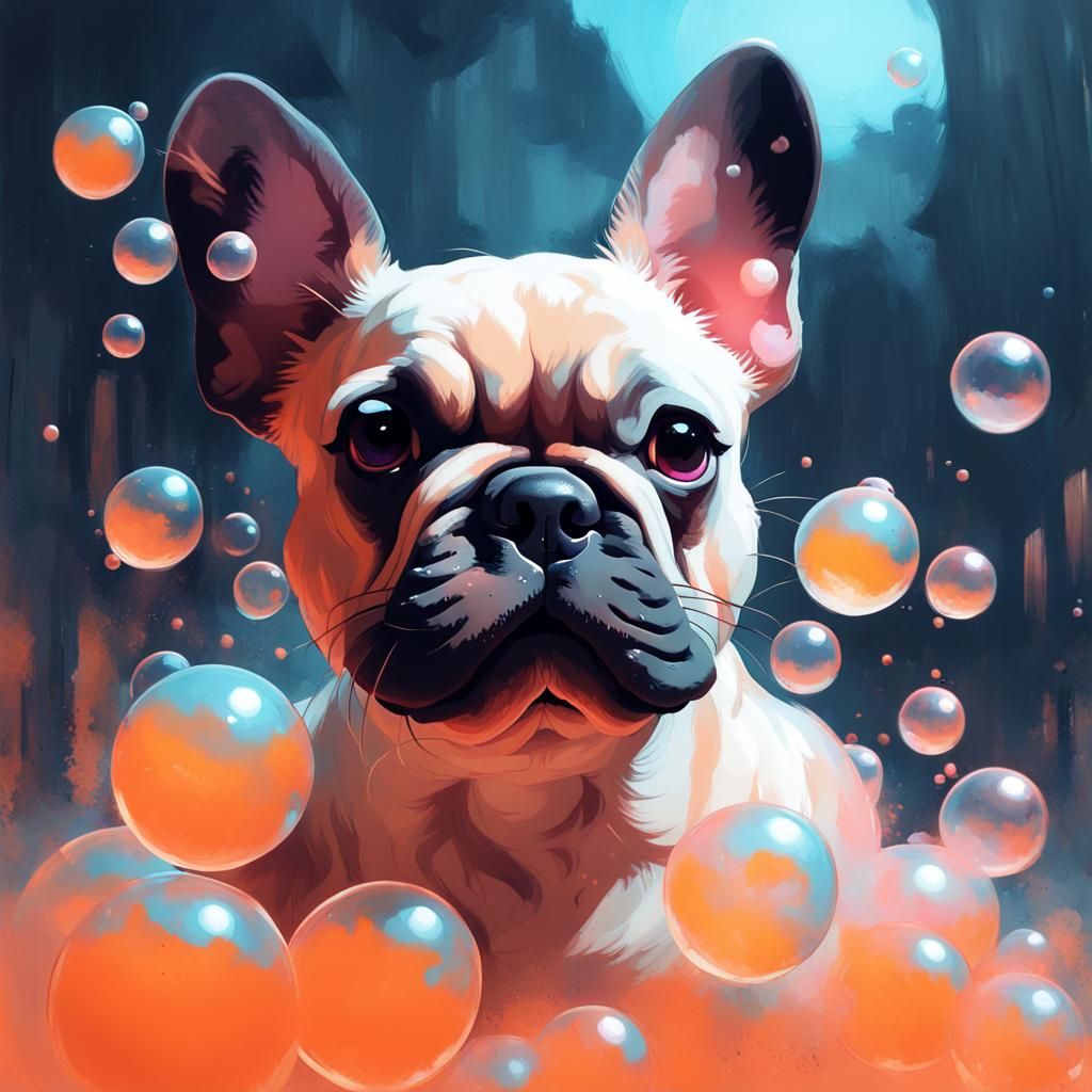 Bubble Cloud French Bulldog in Halloween Theme
