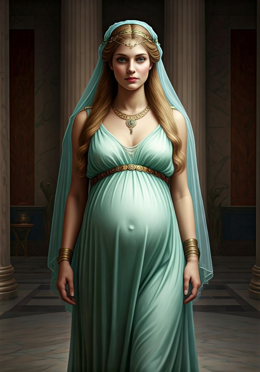 Pregnant Greek Woman in Palace, Classical Realism