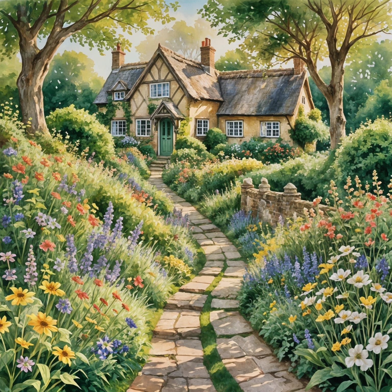 Quintessentially English garden full of Wild flowers