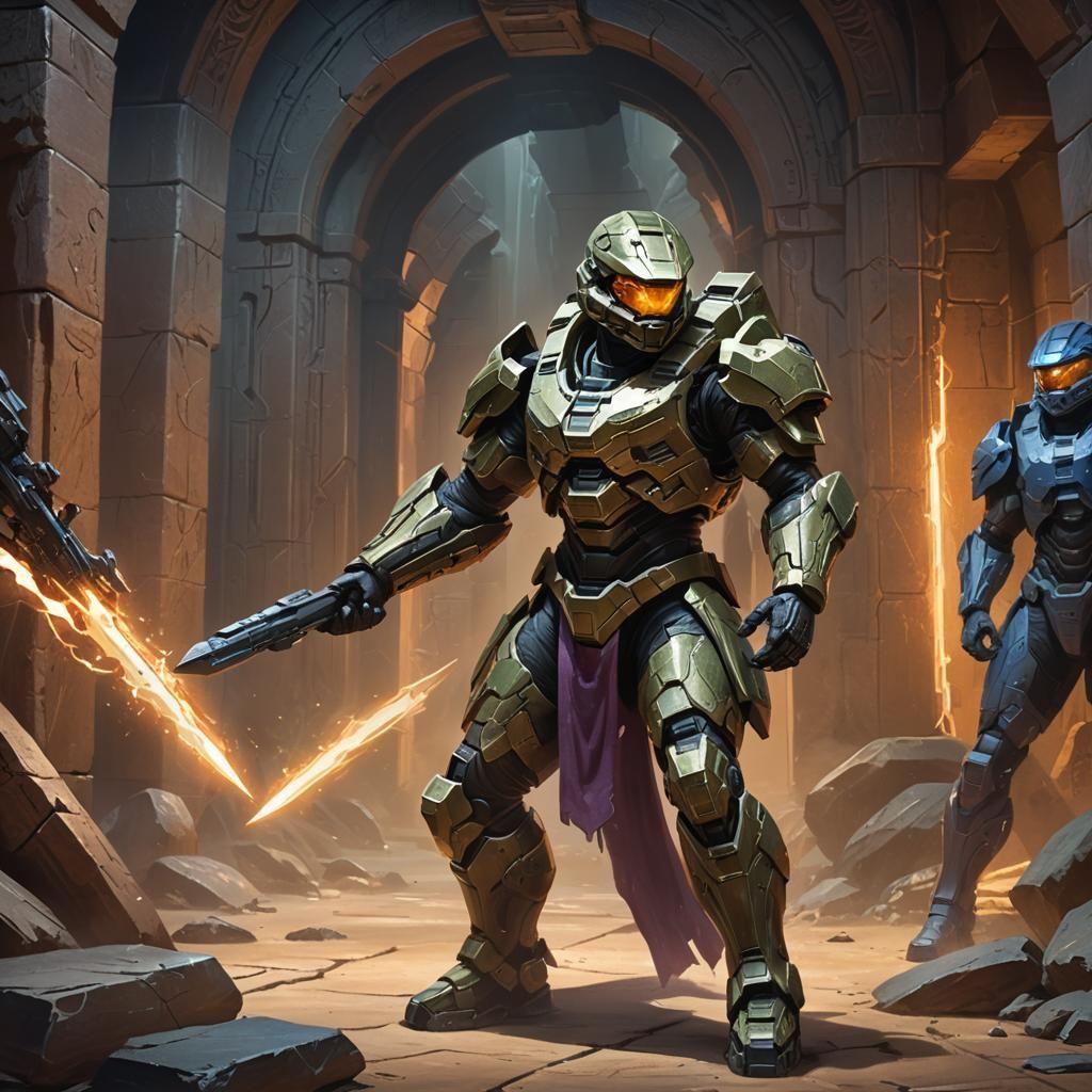 Elite Skirmisher Studies Art in Forerunner Chamber