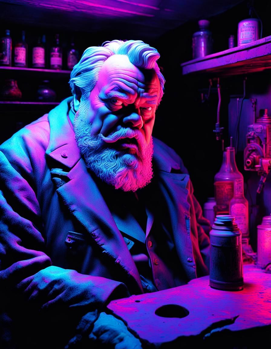 Orson Welles Animatronic in Blacklight Art