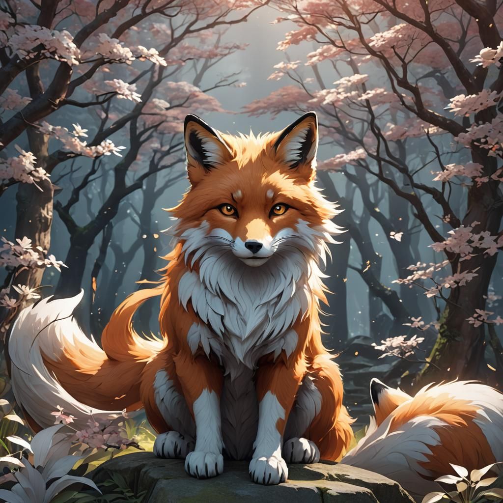 Detailed 3D Anime Fox Spirit