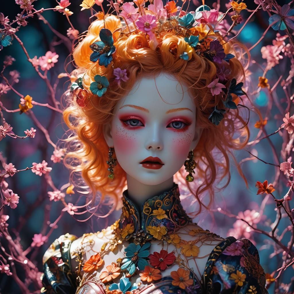 Porcelain Punk Doll in Double Exposure