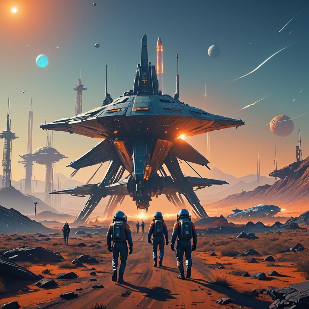 SpaceX Starship on Alien Planet: Digital Concept Art