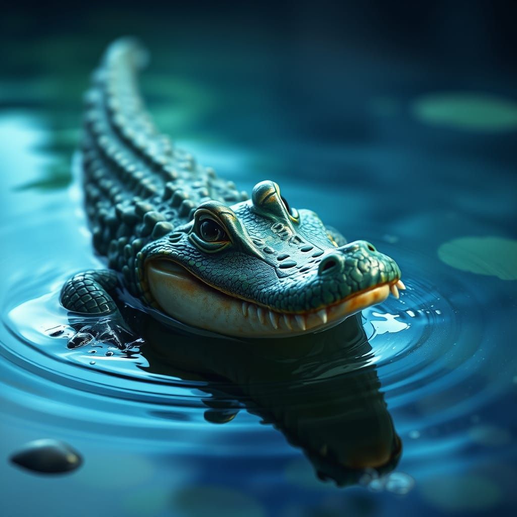 Cute Crocodile in Storybook Watercolor Style